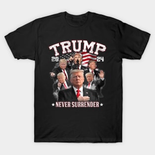 President Donald J Trump 2024 Never Surrender, Trump Mugshot - Trump Never Surrender T-Shirt